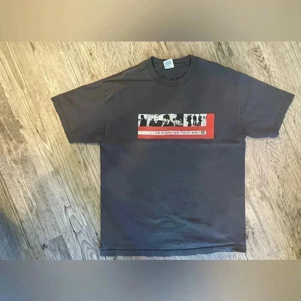 2001 U2 Elevation Tour Tee Men's Large Vintage Faded Black
